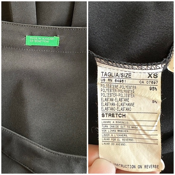 Benetton Black Pleated Sleeveless Stretch Dress - size xs - Picture 4 of 4